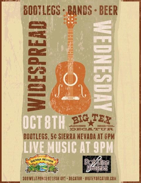 BigTexDecatur's tweet image. Widespread Wed is back this week! @SierraNevada flowing and Dot Zline Matrix playing at 9!