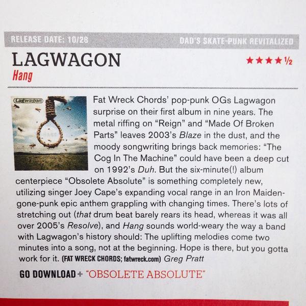 .@lagwagon - #hang comes out Oct. 28th! Check out the first review from @altpress.