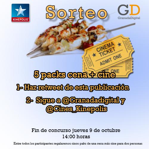 granadadigital's tweet photo. #SORTEO | Regalamos 5 packs de Cena + Cine para 2 en @Cines_Kinepolis. ¡Sigue estas instrucciones para participar! http://t.co/iJZGAsWWY0