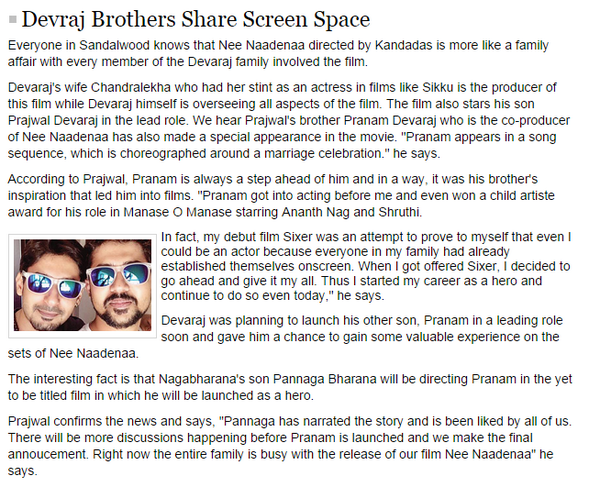 OnlySandalwood's tweet photo. Prajwal and Pranam to share screen in #NeeNaadenaa @PrajwalDevaraj http://t.co/NiifRAEbNu