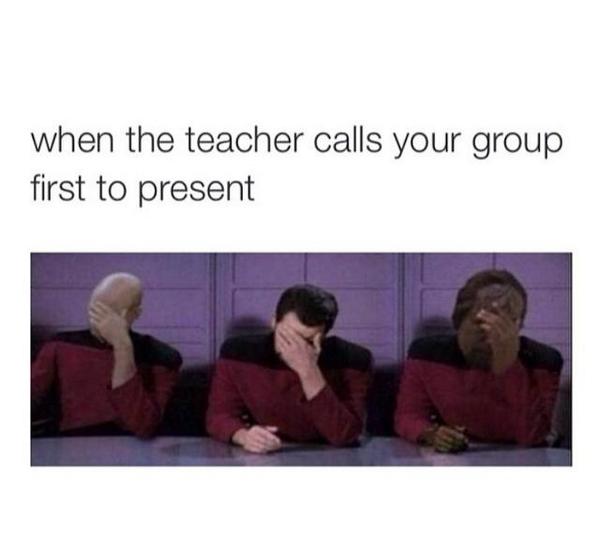 avefea's tweet image. when the teacher calls your group first to present