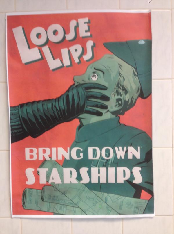 Star_Wars_VII's tweet photo. Poster on the set of #StarWars #EpisodeVII warns the cast and crew about leaks! http://t.co/QxrBKDjM80 #StarWars http://t.co/x04YMdUslt