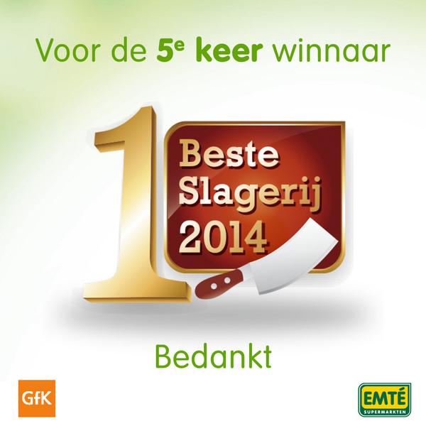 We zijn voor de 5e keer winnaar en mogen ons weer een jaar de supermarkt met de Beste Slagerij afdeling noemen! #gfk