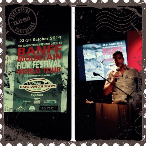 VanHaywood's tweet photo. At the @capeunionmart #BANFF2014 - BANFF mountain film festival world tour! With the brilliant MC @NicoPanagio ! http://t.co/GPUMjp0yfS