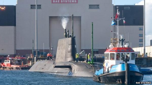 BBC_Cumbria's tweet photo. NEWS HMS Artful, the third Astute Class submarine built in Barrow completes its maiden dive http://t.co/JUEABW89xF http://t.co/XC8bCxAYzm