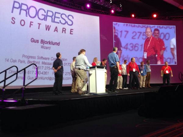 ProgressSW's tweet image. The #PRGSPUG honors their favorite wizard, Gus! All reading kind words &amp;amp; sharing hilarious photos &amp;amp; stories! #prgs14