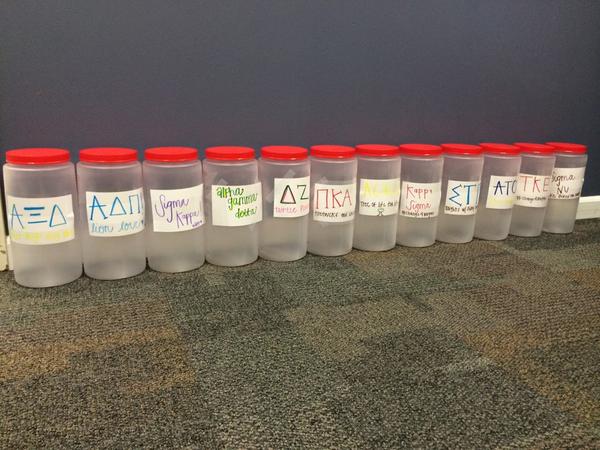 Change4Megan's tweet photo. Penny jars are officially up and open, come by the fraternity and sorority Greek life office anytime! #change4megan http://t.co/ZRqvYqHNYn