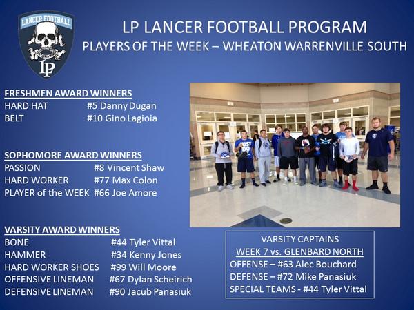 LakeParkFootbal's tweet image. Congrats to the LFBR Players of the Week vs Wheaton Warrenville South! Sorry, there was an error in the previous post