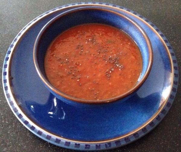 nuttibutter's tweet image. Tomato &amp;amp; Basil soup topped with chia seeds. Available in felda, centra in blackrock &amp;amp; soon in londis in Quay'n