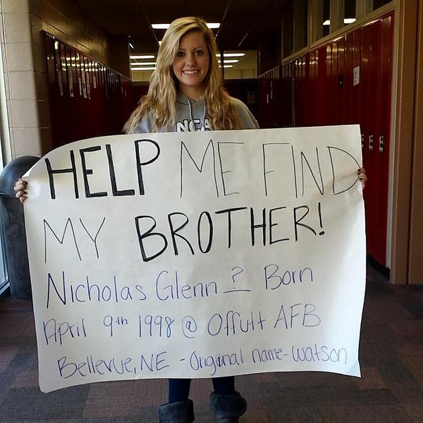 savrud13's tweet photo. Everyone I'm trying to find my brother that was adopted! Please retweet and share on my Facebook page #FindingNick http://t.co/uBaixummkc