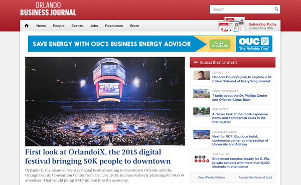 OrlandoiX 2015 is headline news in <a href="/OBJUpdate/">Orlando Business Journal</a> bit.ly/1CSKacW