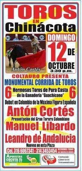 Proximo domingo a torear en chinacota con mucha ilusión