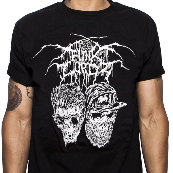 Chromeo's tweet photo. Introducing the Funk Lordz death metal tee available now on http://t.co/m4up8XEMD7. Beard braid optional. http://t.co/SwbzFHWr1V