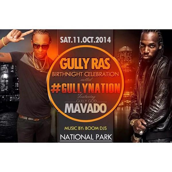 GullyDan_1's tweet photo. Oct.11th @gullyrasgy celebrates his birthday bash ft the gully gad @Mavado_Gully come out and support #gullynation http://t.co/YMXDfboJ39