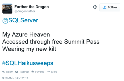 SQLServer's tweet photo. You know how to Haiku! Check out the winning #SQLHaikusweeps entry and some notable mentions http://t.co/g7phBsXnGV http://t.co/JwK9uGb1Nu