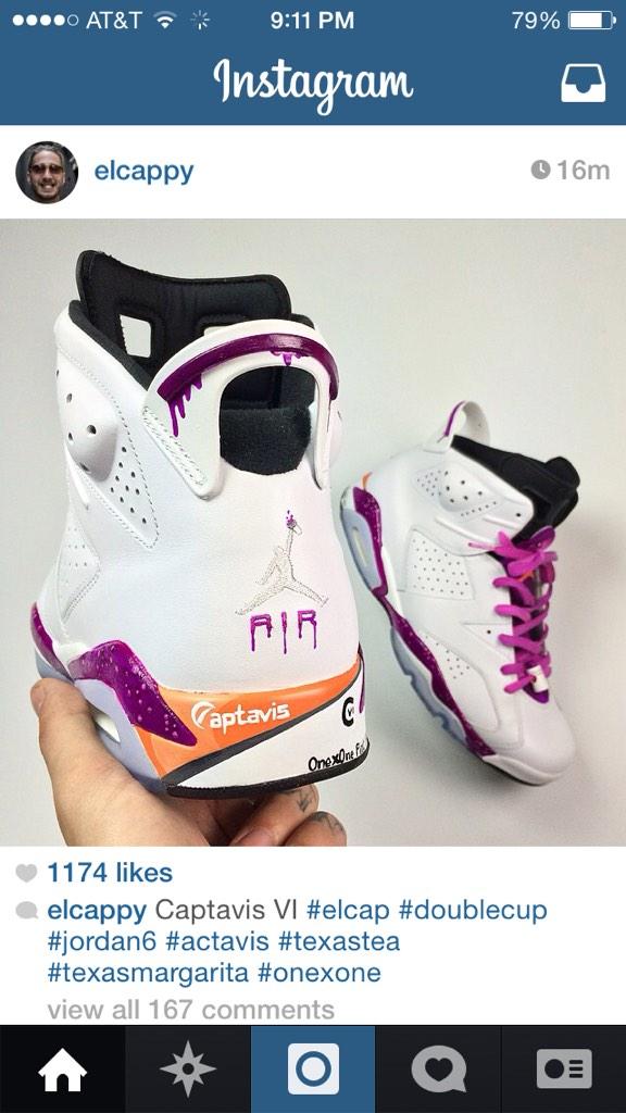 daynger2timez's tweet photo. These are some dope ass customs 😈🌊🍇👟 #elcappy #activis #lean #doublecup http://t.co/LjvhOpH2w7