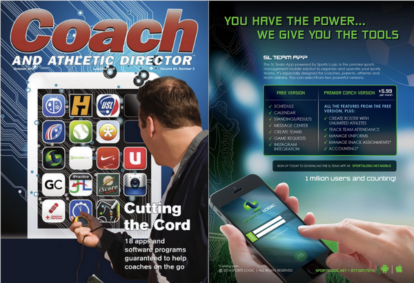 jdocadvertising's tweet image. Work comes to life! @SportsLogicLLC ad in Coach and Athletic Director. #coachad #printad #jdocadvertising