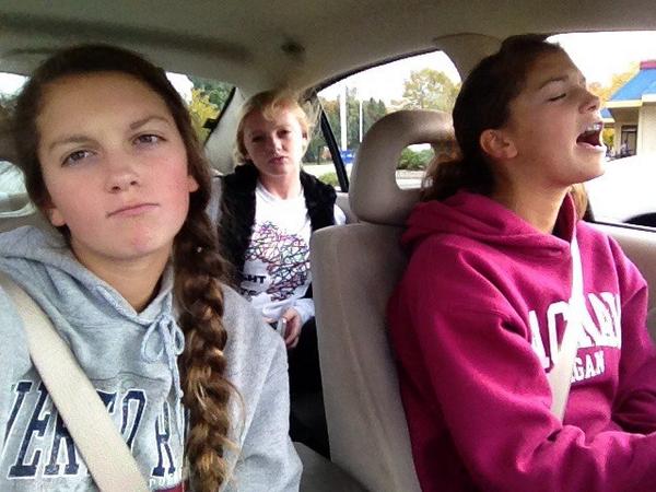RichWahmhoff's tweet photo. โ@KatieWahmhoff: Kicked butt in that PSAT ๐ http://t.co/sjFGuyrtIAโ. ๐, but why is @hannahlwahmhoff driving with eyes closed? #SmartButDumb
