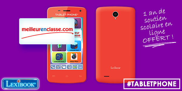 LexibookCom's tweet photo. Grâce au #TabletPhone, révisez dans la bonne humeur avec 1 an de soutien scolaire offert ! ► http://t.co/iA3SlcRqGQ http://t.co/qQXks90Muy