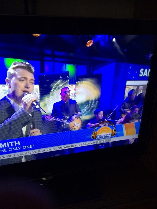 JohnnyNacis's tweet photo. .@HarleyPlays are you playing bass for @samsmithworld on the @todayshow #samsmithtoday http://t.co/FDrNrk5h2p