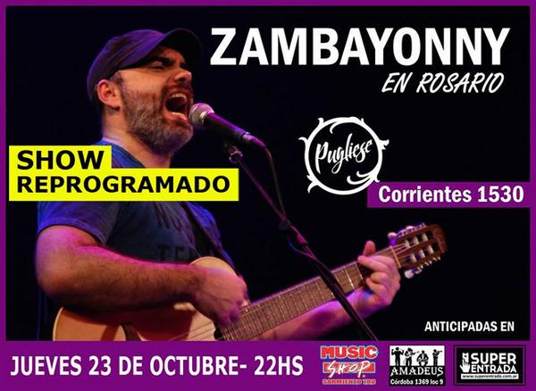 viamedios's tweet photo. Jueves 23.10 > @zambayonny en #Rosario > http://t.co/kyM4bgrAEU http://t.co/HLQT334pAo