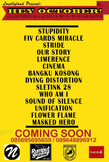 'HEY OCTOBER' 17th OCT '14 at @Edisanmusic Depok-Indonesia No Fight Just Party! Cc. @agay_tindik @bagoldskool