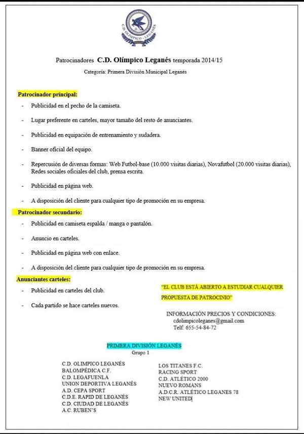 CD_Olimpico_'s tweet photo. BUSCAMOS PATROCINADORES! http://t.co/iGqZajT09j