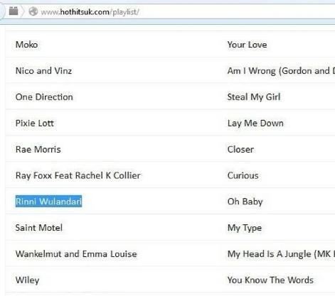 Lagu #OhBaby <a href="/rinni_w/">Rinni Wulandari</a> masuk daftar playlist radio Hot Hits UK  

hothitsuk.com/playlist