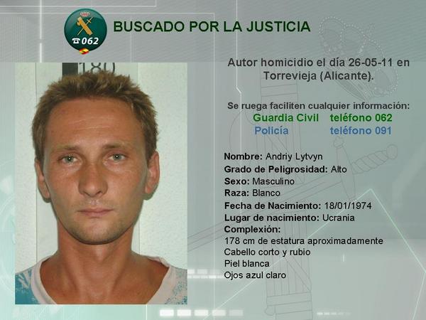 guardiacivil's tweet photo. #Colabora y #RT Buscamos a Andriy Lytvyn por la presunta comisión de un homicidio en #Torrevieja #Alicante http://t.co/TuMKwLcyZb