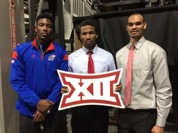 Big12Conference's tweet photo. #Big12MBB: #LogoOpp on #LogoOpp on #LogoOpp @KUHoops @TechAthletics @WVUhoops http://t.co/3NCDv3OGr4