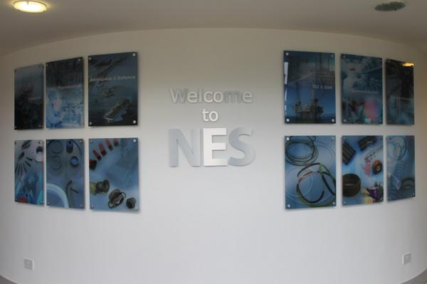 BroadswordUKLtd's tweet image. New reception graphics installed at NES #receptiongraphics #display