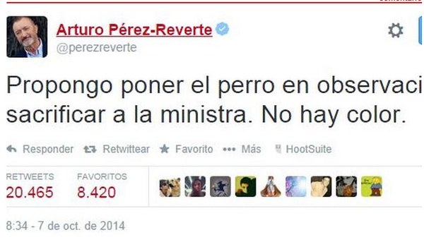 T_interesa's tweet photo. Pérez Reverte la lía al proponer sacrificar a Ana Mato y no al perro  http://t.co/ZPvd8bcB0k #SalvemosaExcalibur http://t.co/2li2krGlKT