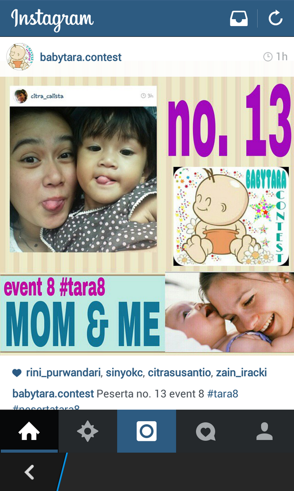 NtaCloe's tweet photo. Temen2 mohon dukungan like utk calista ya di IG @babytara.contest no.13 #tara8 'mom n me'..... Maaacii yaa=-* http://t.co/F7FfNHTPV7