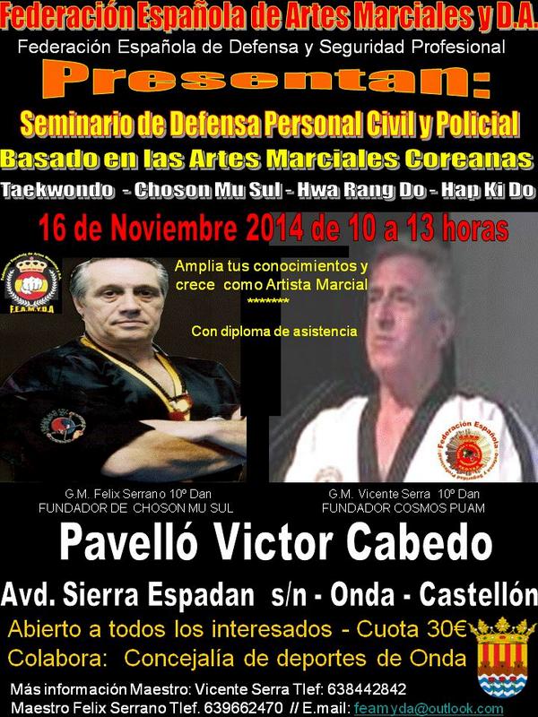 ACAM2020's tweet image. La Federación Española de Artes Marciales y D.A. presenta un seminario de defensa civil y policial.