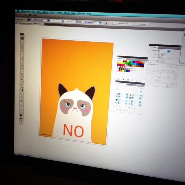 MissesArtech's tweet image. My laptop lives! Meant to be working on some packaging design.... Meme making instead #muchmorefun #grumpycat