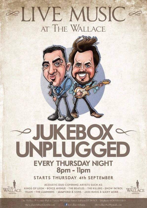 JukeboxJurors's tweet photo. Jukebox Unplugged at The Wallace, Lisburn this Thursday Night 8pm-11pm
http://t.co/o9oWlfExYZ http://t.co/tBLbHC45iw