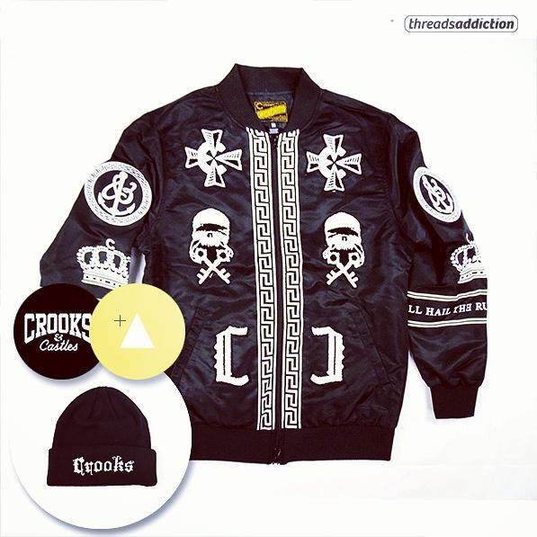 threadsaddict's tweet image. Check out our Crooks and Castles Bomber Jacket available @ threadsaddiction.com  #crooksandcastles #streetwear
