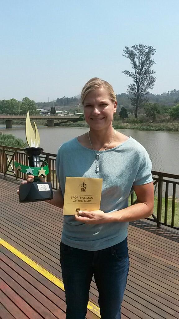 NCCGM's tweet photo. Bridgitte Hartley finally catches up with her award for KZN Sportswoman of the Year. Well done @for_bridgitte http://t.co/1lk3PVYSOD