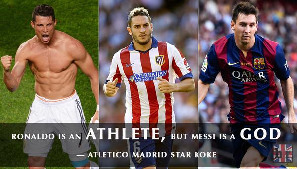 B R Football On Twitter Koke Cristiano Ronaldo Is An Athlete But Lionel Messi Is A God Full Quotes Http T Co 0lcd2uugph Http T Co 1sj9i76u67