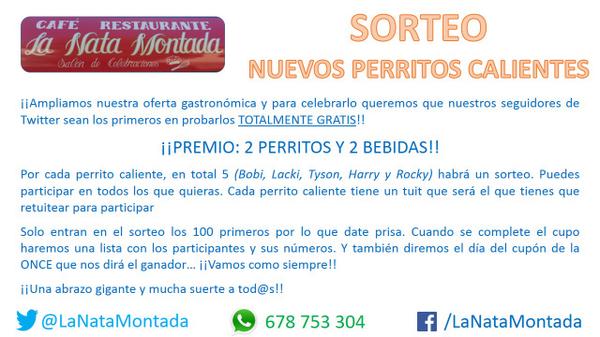 LaNataMontada's tweet photo. ¡SORTEO @LaNataMontada! ¡En breve tendremos perritos calientes! ¡RT para ganar el #SorteoHarry! Suerte http://t.co/7tiPEtWmXl