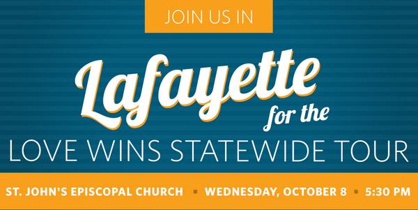 HoosiersUnite's tweet photo. Our Statewide #LoveWins Tour kicks off tonight at 5:30 in #Lafayette! Hope to see you there: http://t.co/jD7jT9o3xw http://t.co/UILzBgUlnY