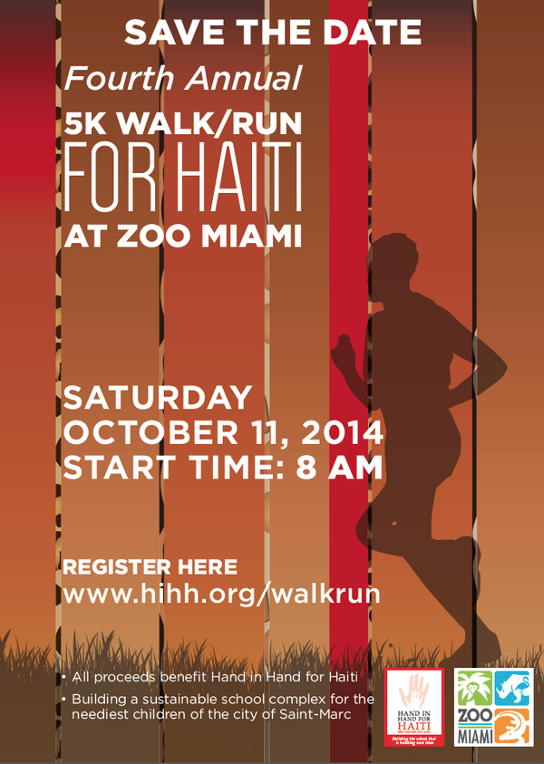 HandInHandHaiti's tweet photo. 3 days until our Fourth Annual #5K Walk/Run for Haiti at @zoomiami Register here: http://t.co/aMI1ZE5Rl2 http://t.co/7mfje48BRJ