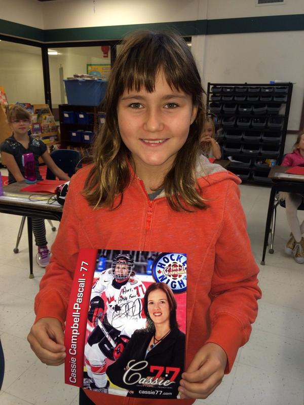 grade4graminia's tweet photo. @CassieCampbell thanks for the autographed picture, Amy was so excited to get it!! #psd70 #teamcanada #madeherday http://t.co/lDSaoNJXHq