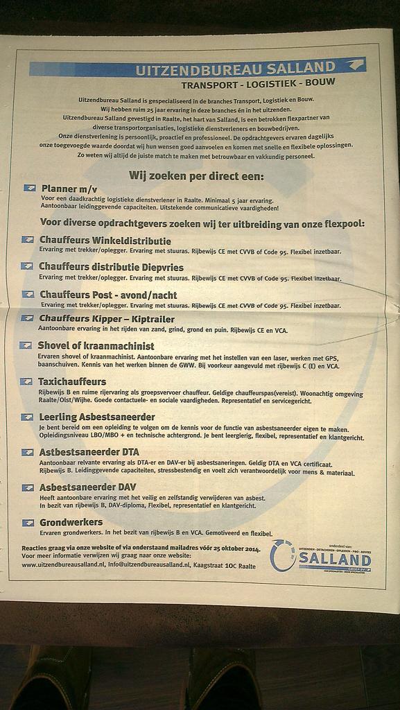 Heel veel vacatures! Vandaag in <a href="/sallandcentraal/">Salland Centraal</a>
