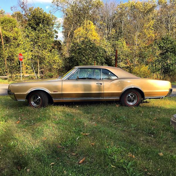 ThorntonMuscle's tweet photo. Perfect color for a fall day in PA #thorntonmuscle #thornton #gold #442 #cutlass #oldsmobile #GM http://t.co/x274qRFoVs