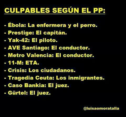 ArturoRojillo's tweet photo. Culpables segun el PP del caso #ébola,  y otros muchos. El PP nunca es culpable,  somos los demas. Que se vayan ya! http://t.co/25Pq0vlrAm