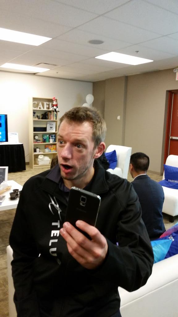 followthebman's tweet photo. #note4cgy event hasn't started yet. Best brassy feature so far, Brad's smirking smile. http://t.co/x5TkSSpdXP