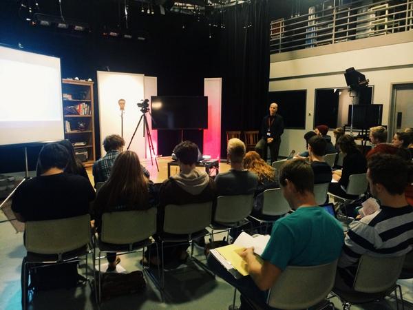 AdeGhilea's tweet photo. Watching @Bob_Gusto do his thing. Brilliant prof, great Core Tools class. #MoodyBible #moodymedialab http://t.co/kfJLfynibD
