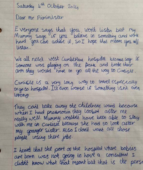 10-year-old Maddy's powerful letter to David Cameron to save local hospital #AnswerMaddy mirror.co.uk/news/uk-news/s…