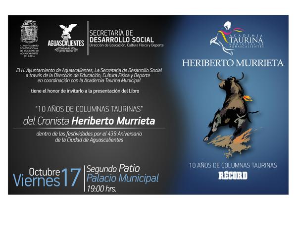 Invitacion de la presentacion del libro de Heribeto Murrieta espero nos acompañen la entrada es libre <a href="/manuelcortina/">Manuel Cortina</a>